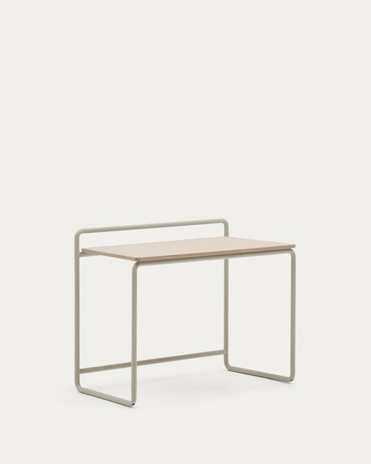 Tinn ash veneer desk with a beige metal structure, 82 x 45 cm