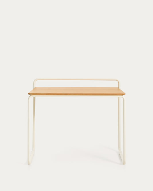 Tinn ash veneer desk with a beige metal structure, 82 x 45 cm