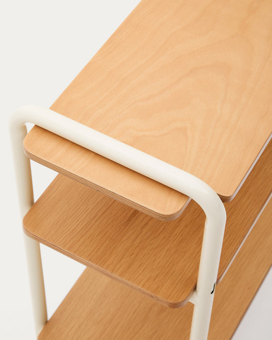 Tinn ash veneer shelf with a beige metal structure, 70 x 60 cm