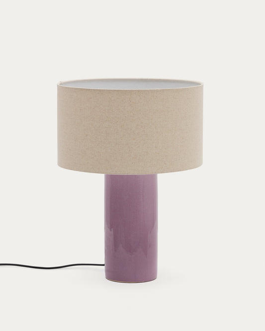Toneric ceramic table lamp with a lilac finish and cotton