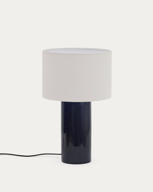 Toneric ceramic table lamp with blue finish and cotton