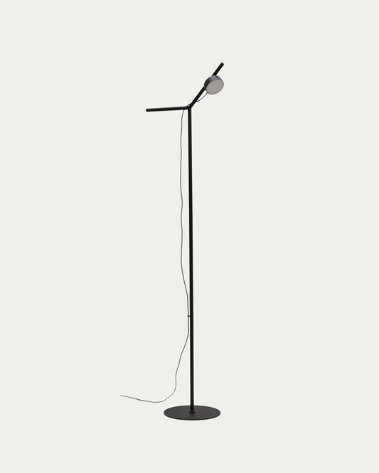 Orey black metal floor lamp with multi-position spotlight