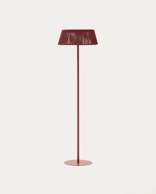Aldet outdoor solar floor lamp in terracotta rope cord Ø46cm