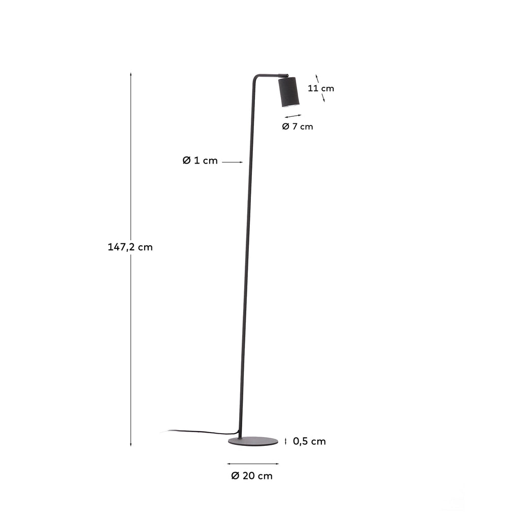 Manie metal floor lamp with black cast-iron-effect finish