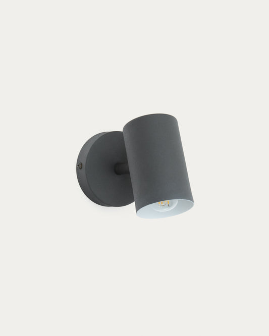 Manie metal wall-mounted light fixture with black cast-iron-effect finish