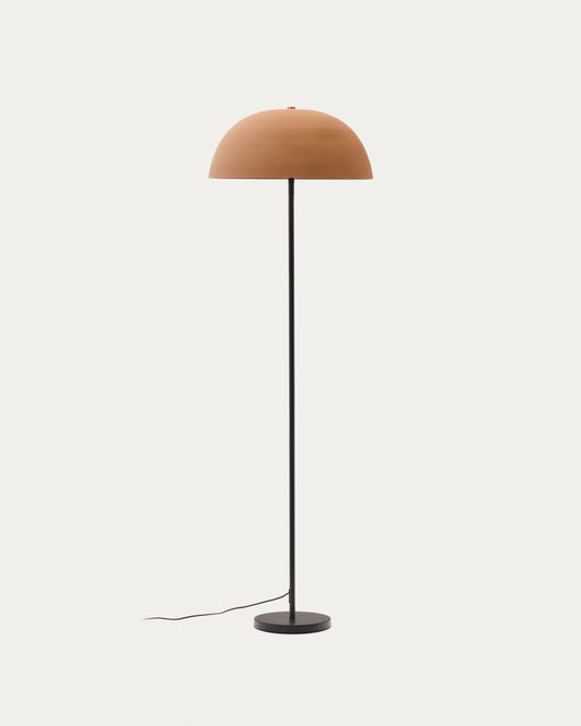 Nibla black metal floor lamp with terracotta effect shade