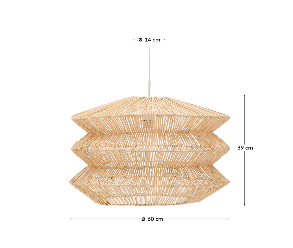 Dakit ceiling lamp shade in rattan with light finish 60 x 39cm