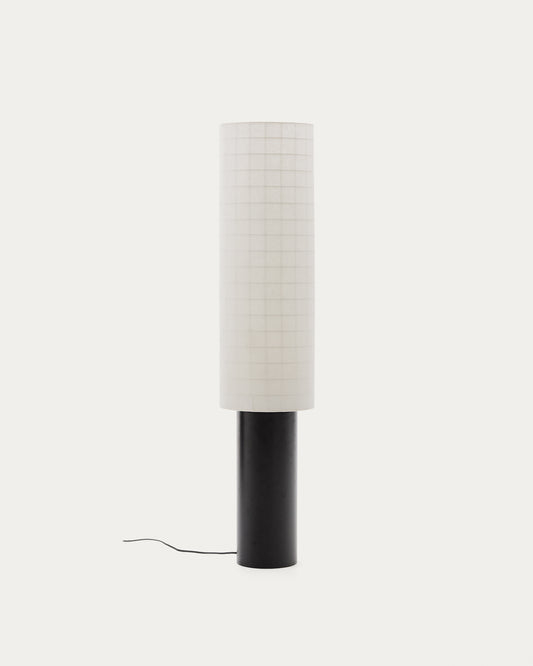 Dulan black metal floor lamp with cotton shade