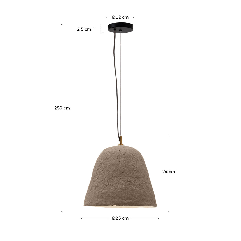 Lisora ceiling lamp in brown papier-mâché Ø25cm