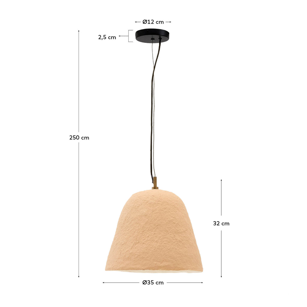 Lisora ceiling lamp in beige papier-mâché Ø35cm