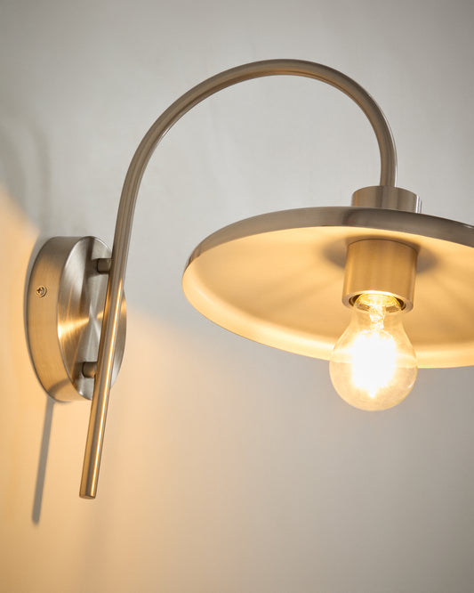 Nuvira wall light in light grey brushed metal