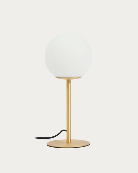Brisia metal table lamp with brushed brass finish and 1 frosted glass ball Ø15cm