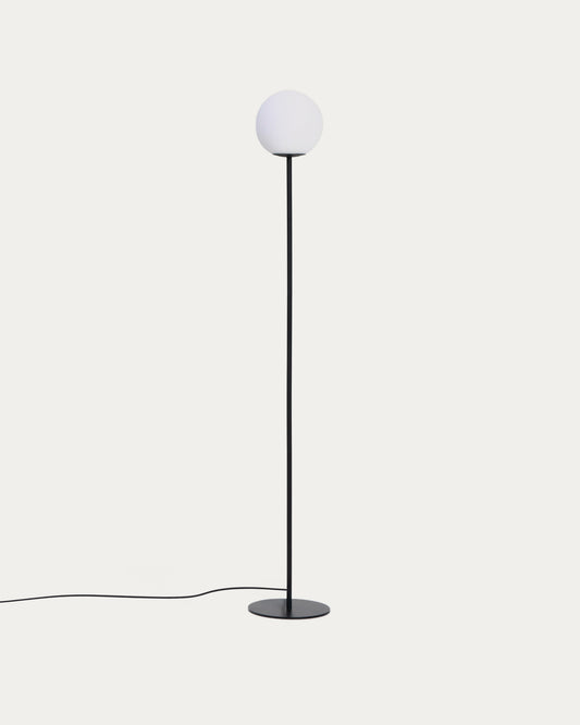 Brisia metal floor lamp with black finish and 1 frosted glass ball Ø20 cm