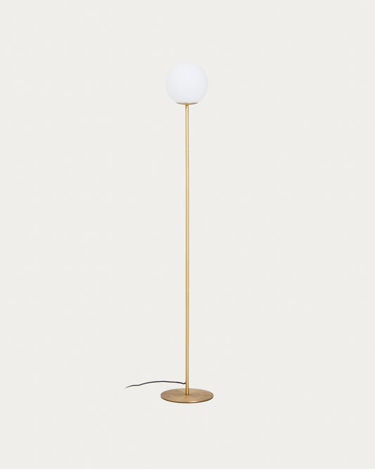 Brisia metal floor lamp with brushed brass finish and 1 frosted glass ball Ø25cm