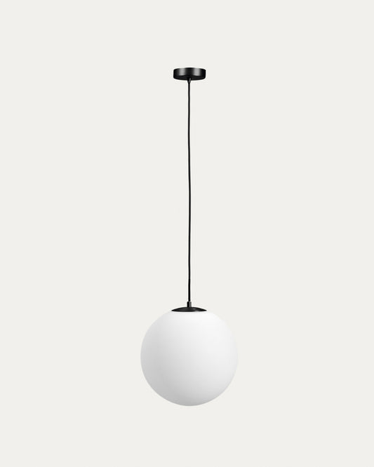 Brisia metal ceiling lamp with black finish and 1 frosted glass ball Ø30cm