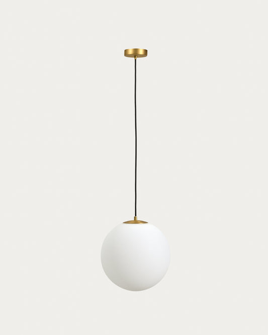Brisia metal ceiling lamp with brushed brass finish and 1 frosted glass ball Ø30cm