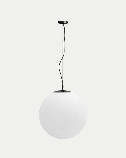 Brisia metal ceiling lamp with black finish and 1 frosted glass ball Ø50cm