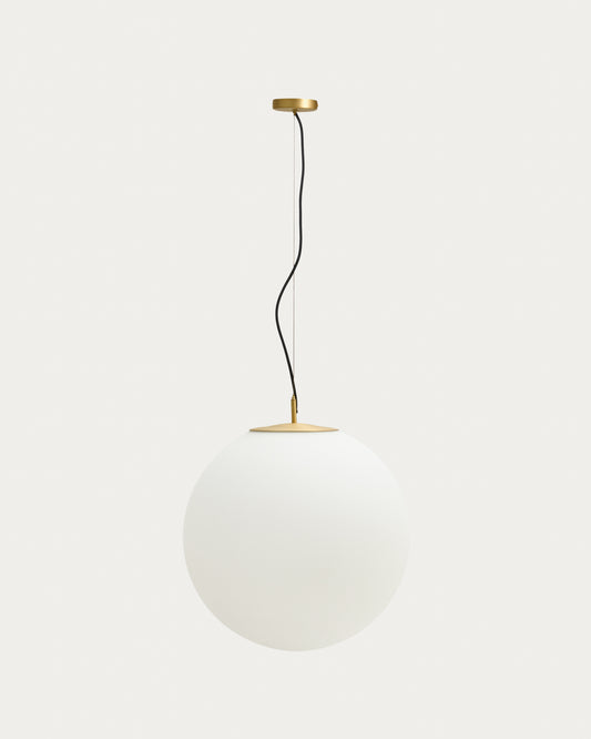 Brisia metal ceiling lamp with brushed brass finish and 1 frosted glass ball Ø50cm