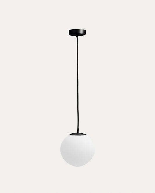 Brisia metal ceiling lamp with black finish and 1 frosted glass ball Ø15cm