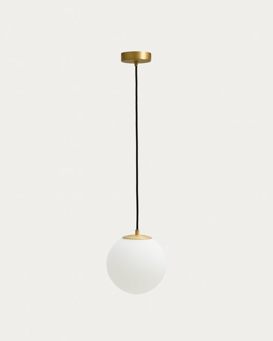 Brisia metal ceiling lamp with brushed brass finish and 1 frosted glass ball Ø15cm