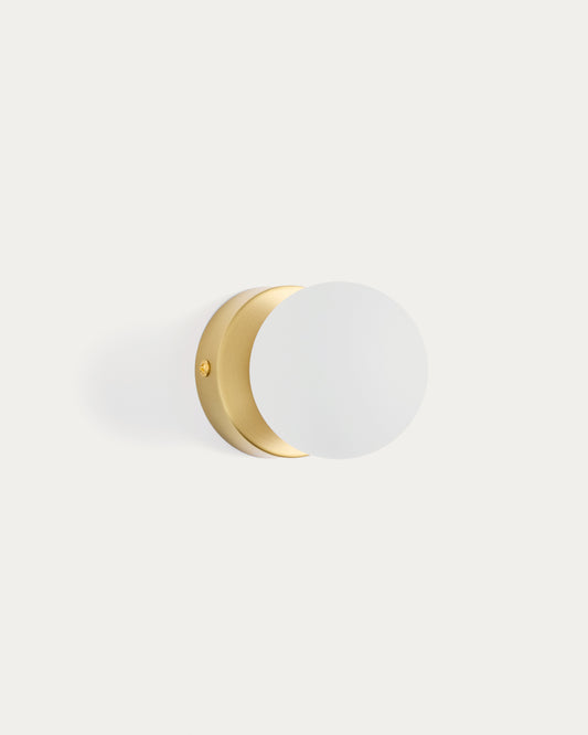 Brisia metal wall lamp with brushed brass finish and 1 frosted glass ball Ø8cm