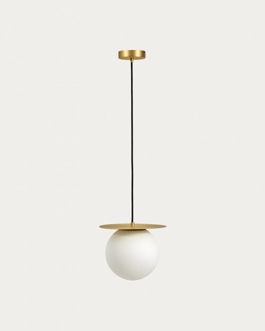 Brisia metal ceiling lamp with brushed brass finish and 1 frosted glass ball Ø20cm