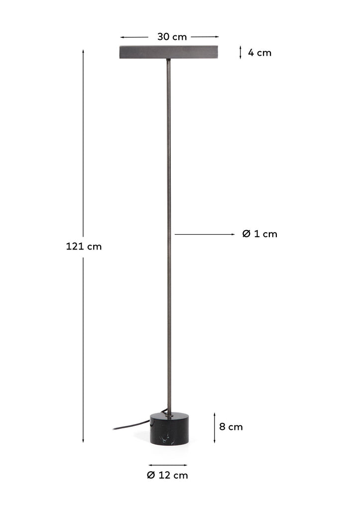 Lynor brushed metal floor lamp with white marble base