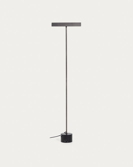 Lynor brushed metal floor lamp with white marble base