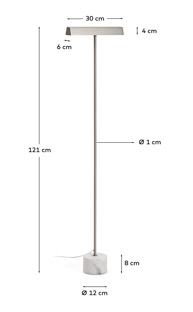 Lynor brushed metal floor lamp with black marble base