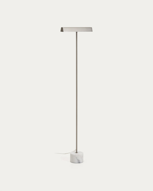 Lynor brushed metal floor lamp with black marble base