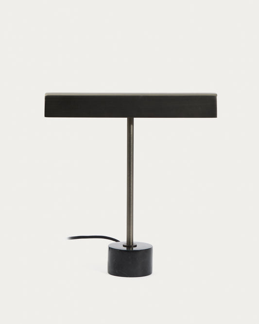 Lynor brushed metal table lamp with white marble base