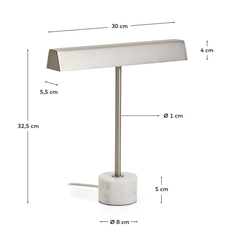 Lynor brushed metal table lamp with black marble base