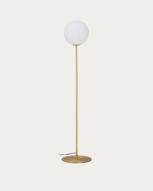 Brisia metal floor lamp with brushed brass finish and 1 frosted glass ball Ø30cm