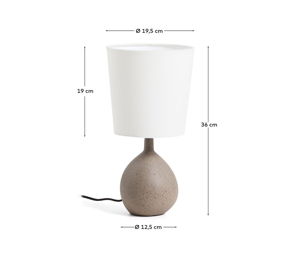 Viona large table lamp with textured stone effect and cotton lampshade