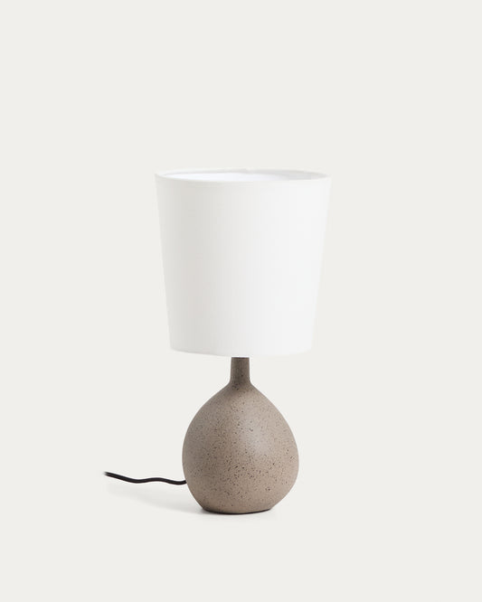 Viona large table lamp with textured stone effect and cotton lampshade