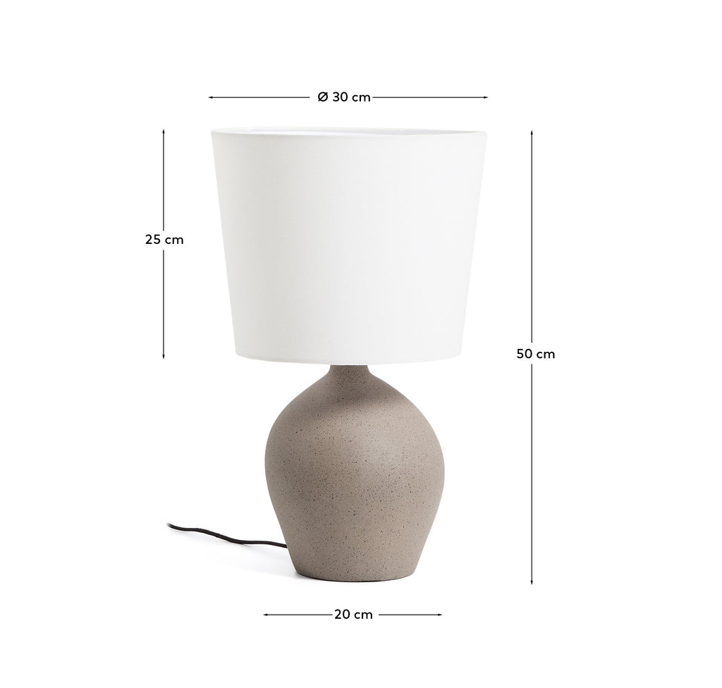 Viona large table lamp with textured stone effect and cotton lampshade