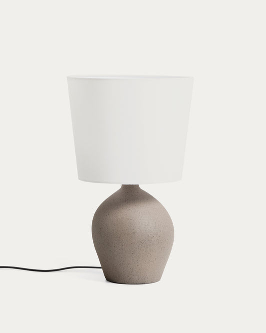 Viona medium table lamp with textured stone effect and cotton lampshade