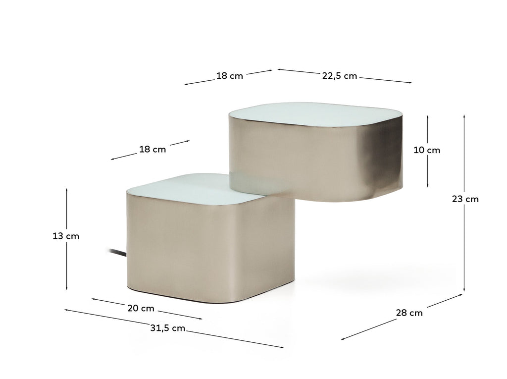 Tanden table lamp in grey metal with brushed finish