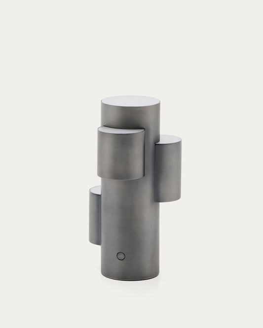 Adrina portable LED table lamp in dark grey metal with brushed finish