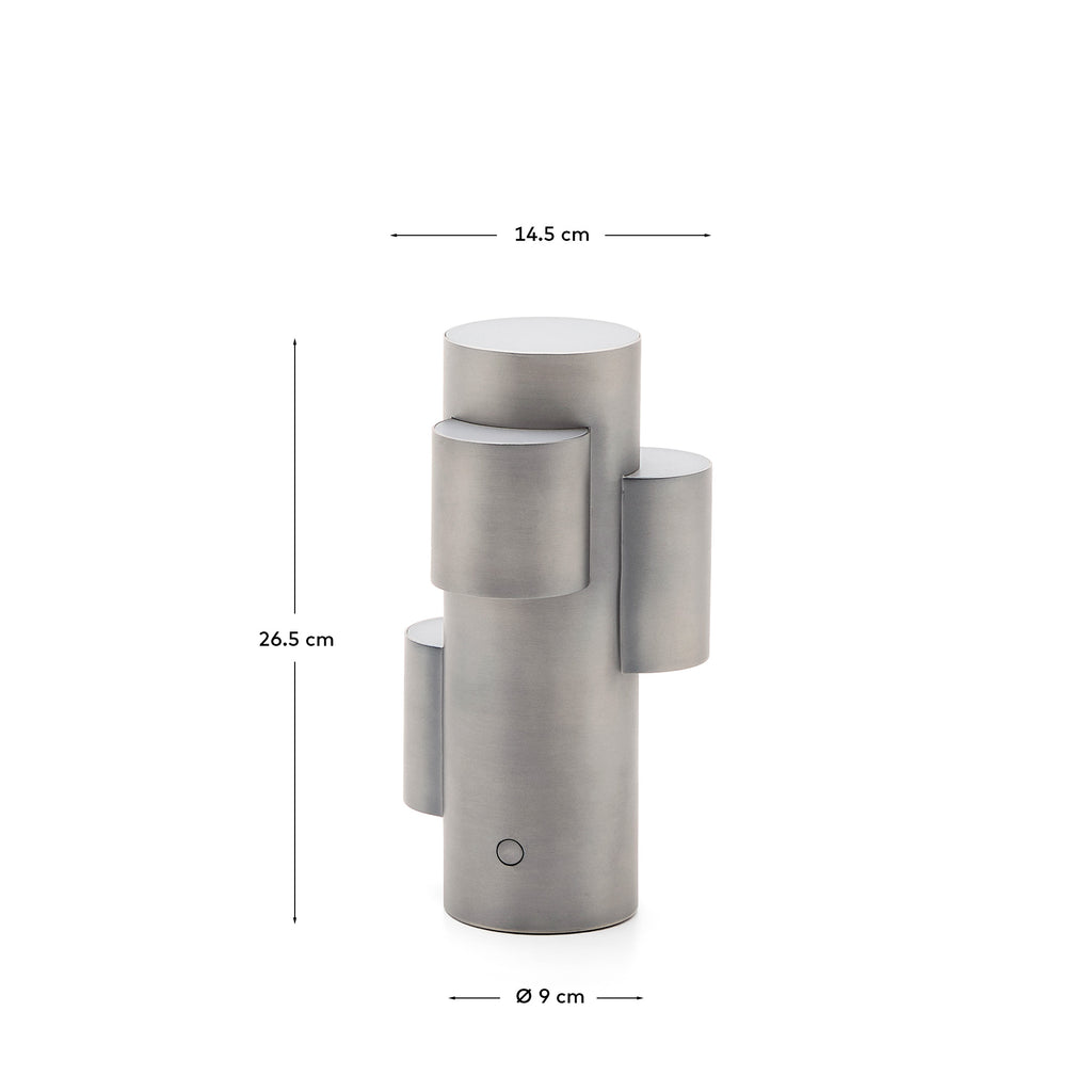 Adrina portable LED table lamp in light grey metal with brushed finish