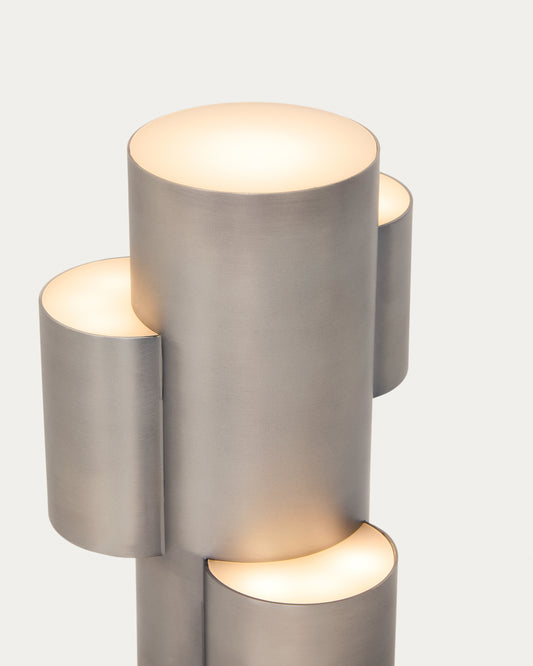 Adrina portable LED table lamp in light grey metal with brushed finish
