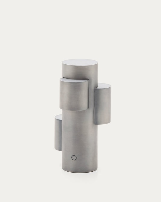 Adrina portable LED table lamp in light grey metal with brushed finish