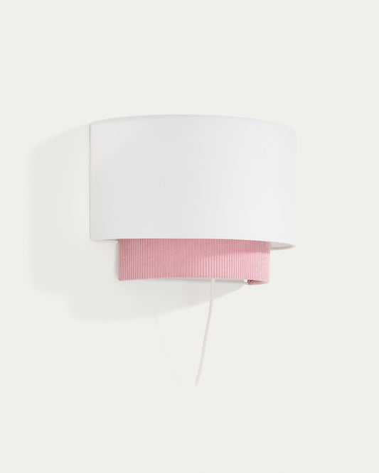 Bianella cotton and pink corduroy wall light Ø 40cm