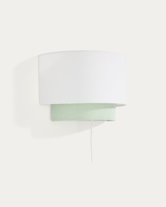 Bianella cotton and turquoise corduroy wall light Ø 40cm