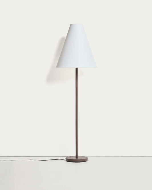Navat metal floor lamp with brown distressed finish