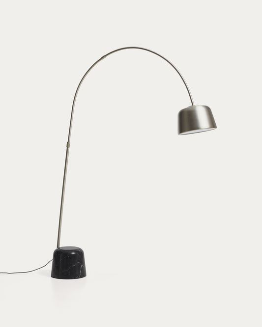 Arnolia brushed steel and black marble floor lamp
