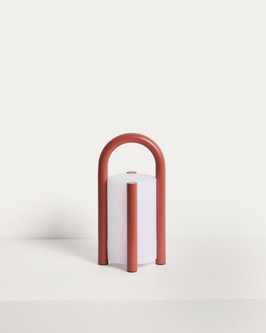 Leros small portable table lamp in terracotta polyethylene and steel