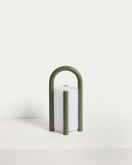 Leros small portable table lamp in green polyethylene and steel