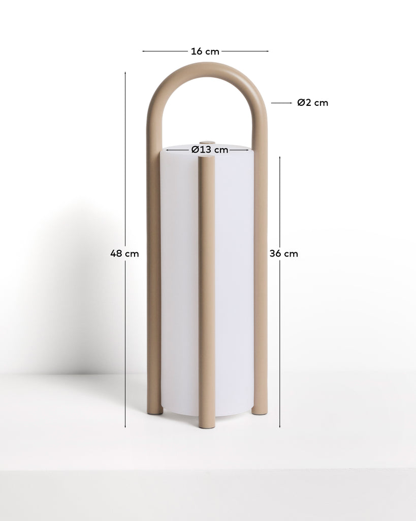 Leros large portable table lamp in taupe polyethylene and steel
