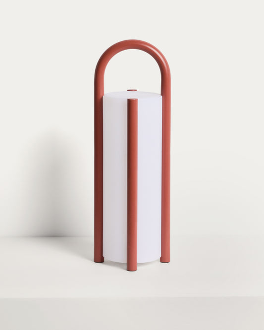 Leros large portable table lamp in terracotta polyethylene and steel